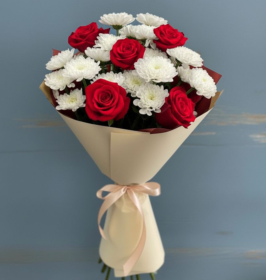 Букет цветов из: Розы и Хризантемы в Волчанске