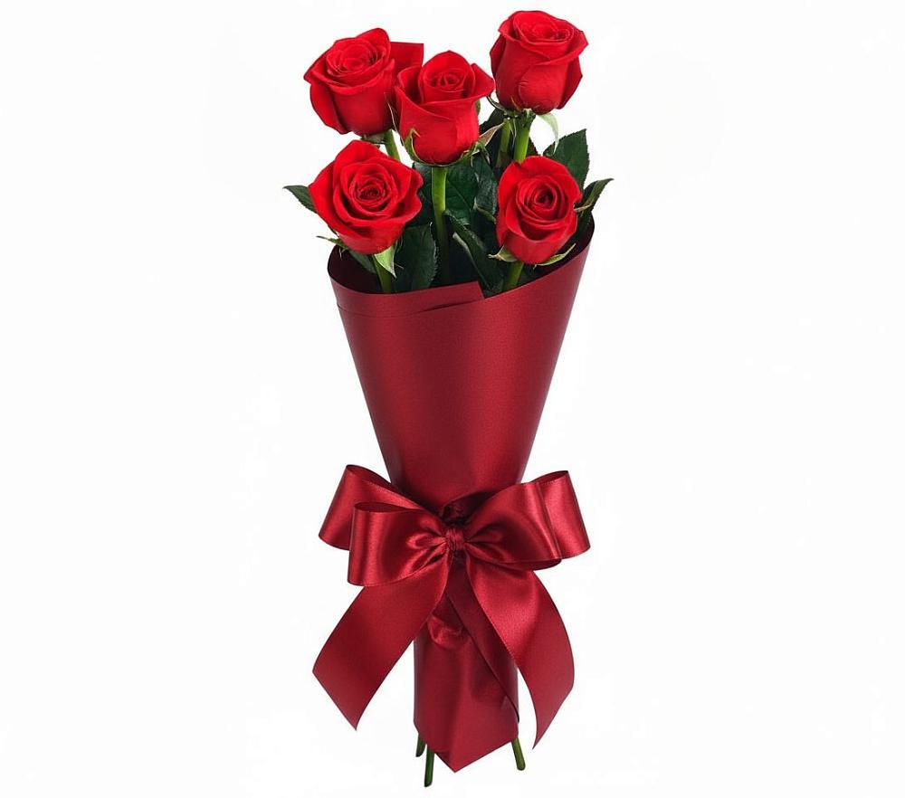 Букет 5 Красных роз Эдлесс Лав в Волчанске