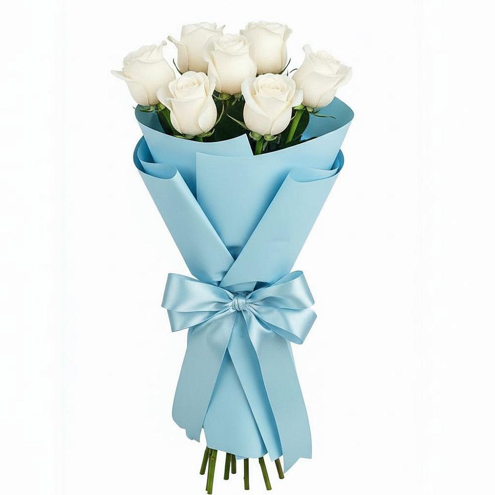 Букет 7 белых роз Проуд в Волчанске