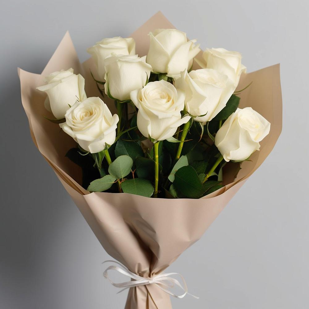 Букет 9 Белых роз Эдлесс Лав в Волчанске