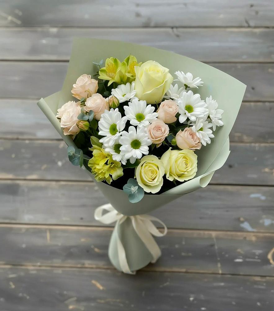 Букет цветов из: Альстромерии, Розы и Хризантемы в Волчанске