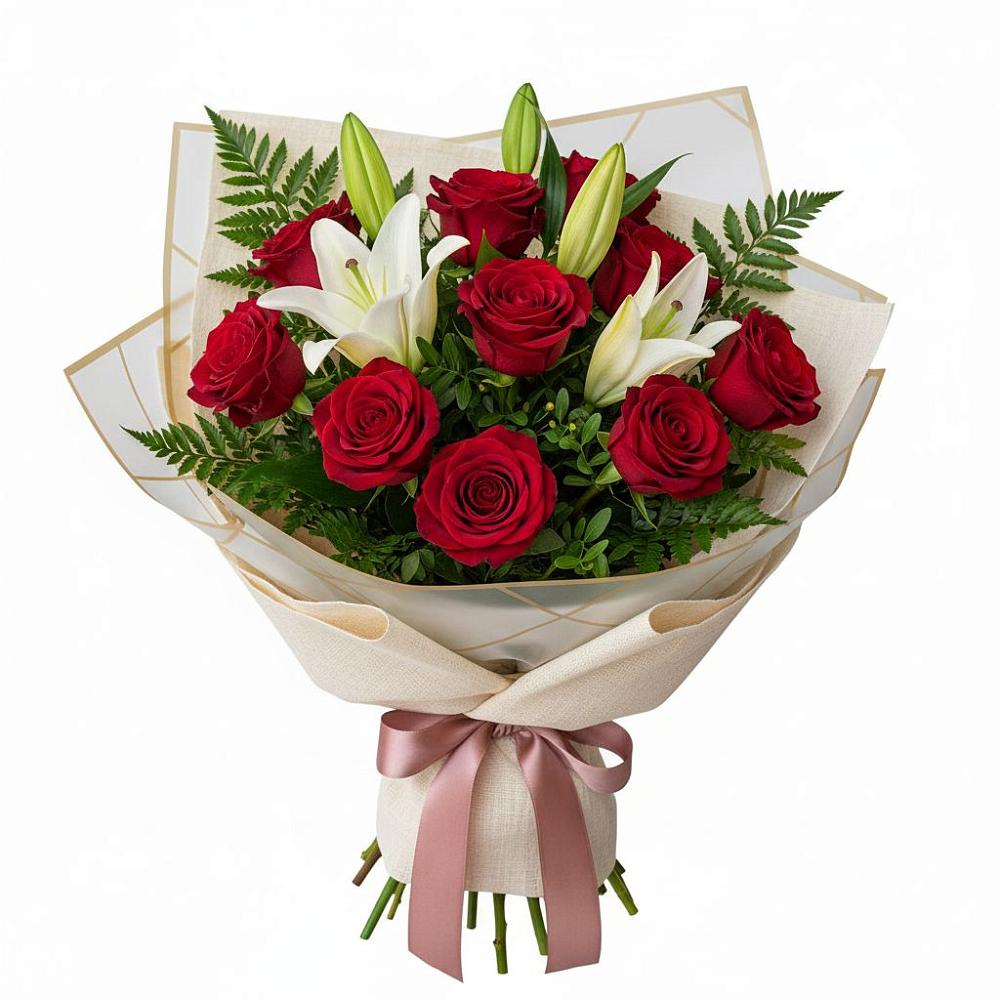 Букет цветов из: Лилии и Розы в Волчанске