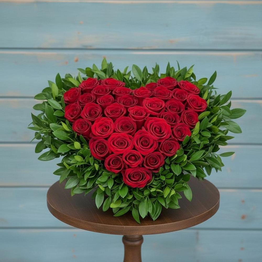 Цветочная композиция из Розы в виде сердца в Волчанске