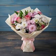 Букет цветов из:  Хризантемы, Альстромерии и Розы в Волчанске