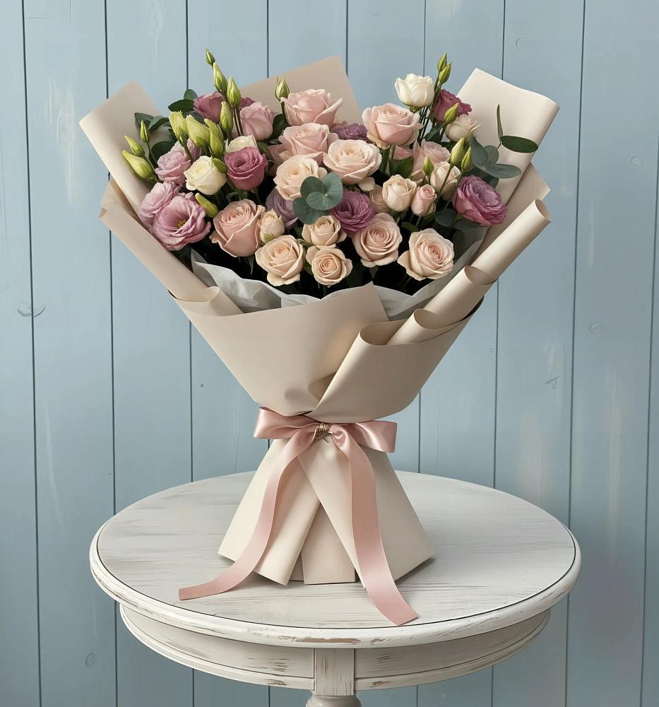 Букет цветов из: Розы и Лизиантусы в Волчанске