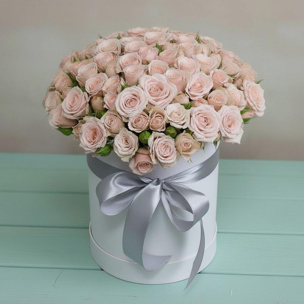 Цветочная композиция из Розы в шляпной коробке в Волчанске